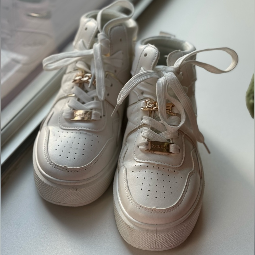 Like New BEBE Monah White High Top Sneakers